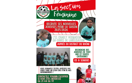 Recrutement Féminines saison 2025/2026